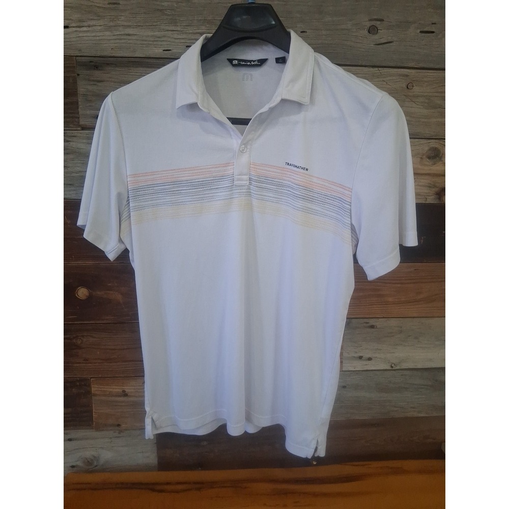 Travis Mathew Polo Shirt Mens XL White Golf Performance Casual Pima Cotton Blend